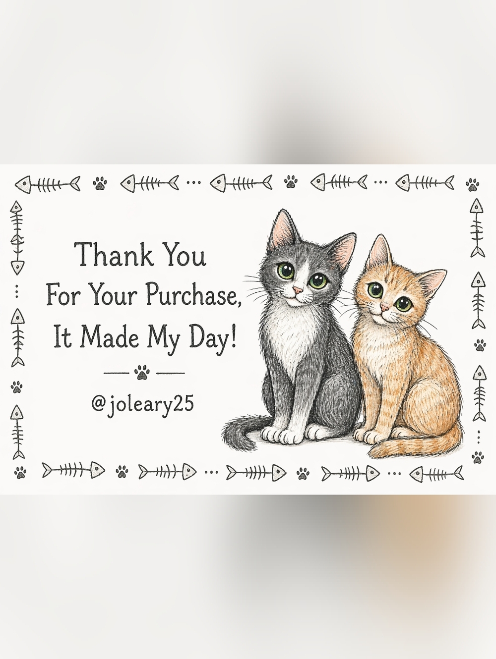 @joleary25 Custom Business Thank You Card With 2 Cats